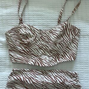 Zara Animal Print Linen Blend Corset Top + Skort (Matching set)